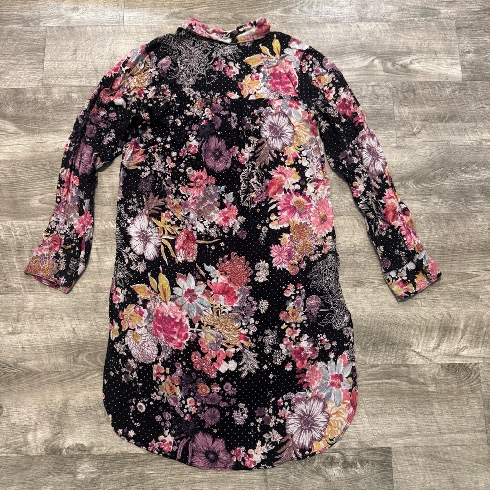 Maeve Anthropologie Autumnal Tunic Top Long Sleeve Floral Button Down Sz. S